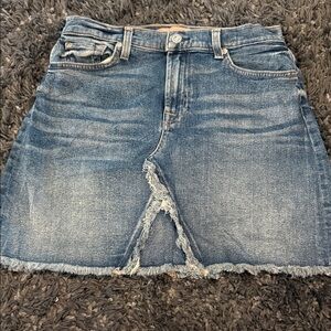 7 For All Mankind Blue Distressed Mini Skirt vintage luxe
